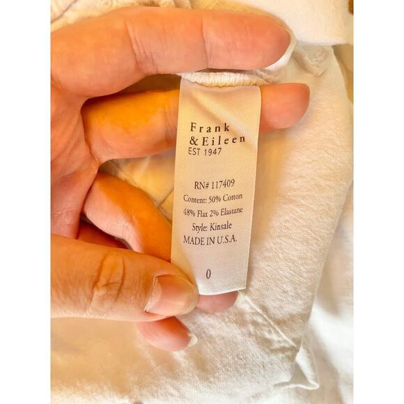 Frank & Eileen White Kinsale Cropped Linen Trouser Pant Size 0 0602S - Picture 13 of 14